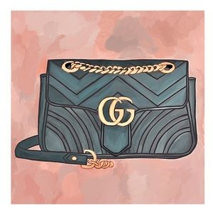 FRAMED GUCCI HANDBAG PAINTING